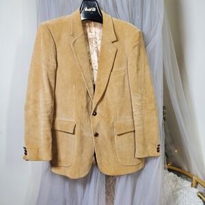 Vtg Le Tigre Corduroy Sport Coat 40R Cotton Jacket  Blazer Office Acadamia Tan